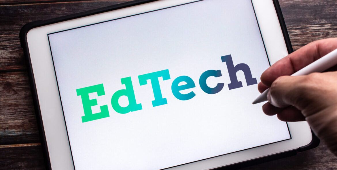 Closeup keyword EdTech (EduTech, Educational technology) on tablet