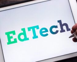 Closeup keyword EdTech (EduTech, Educational technology) on tablet